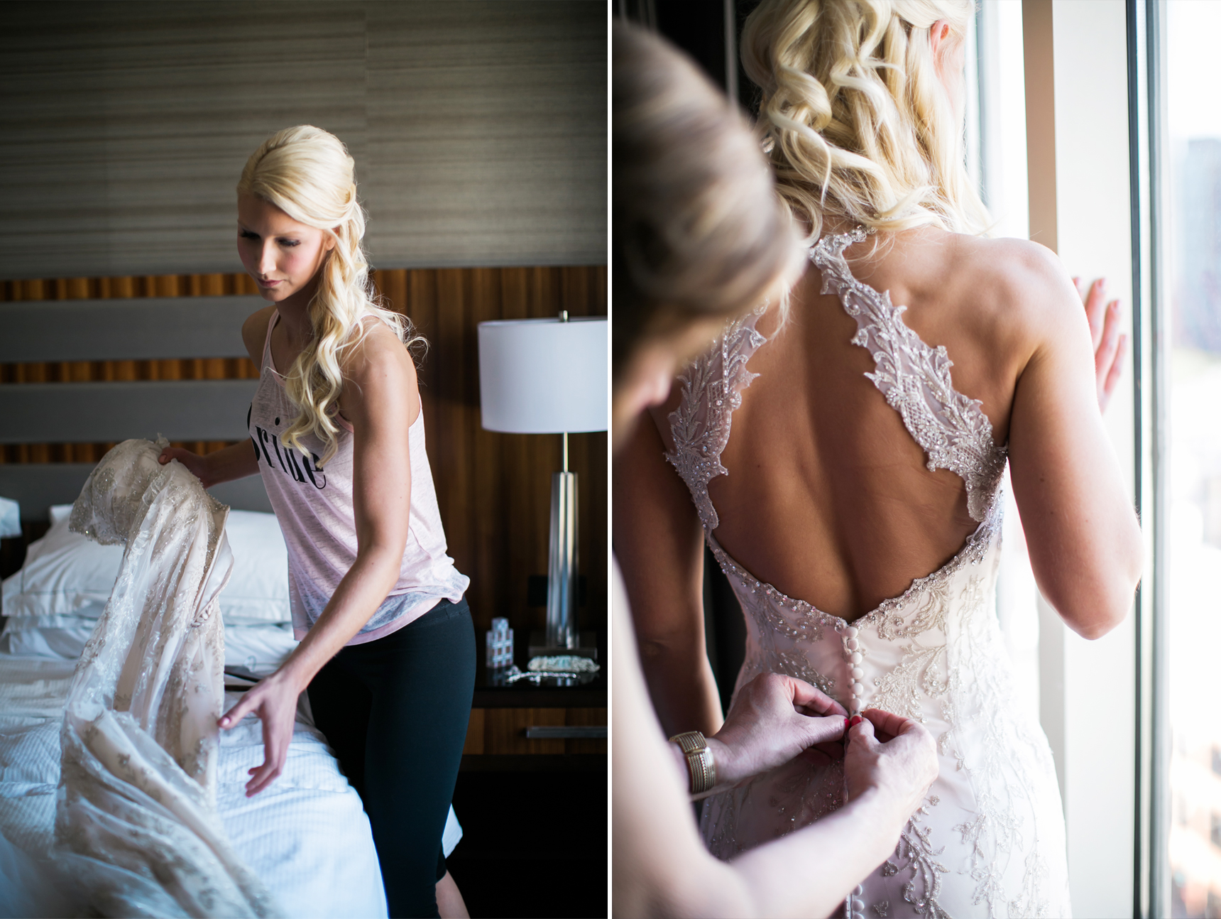 Bride getting ready at the Hilton Nashville