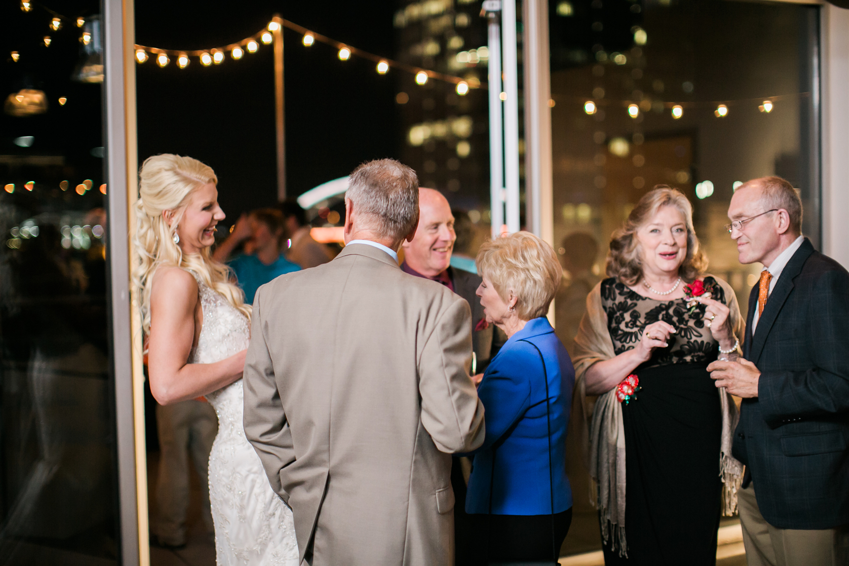 Bride mingling with guests