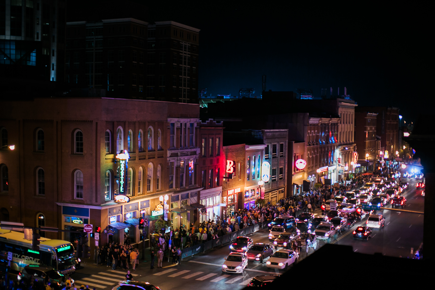 Broadway Nashville at night