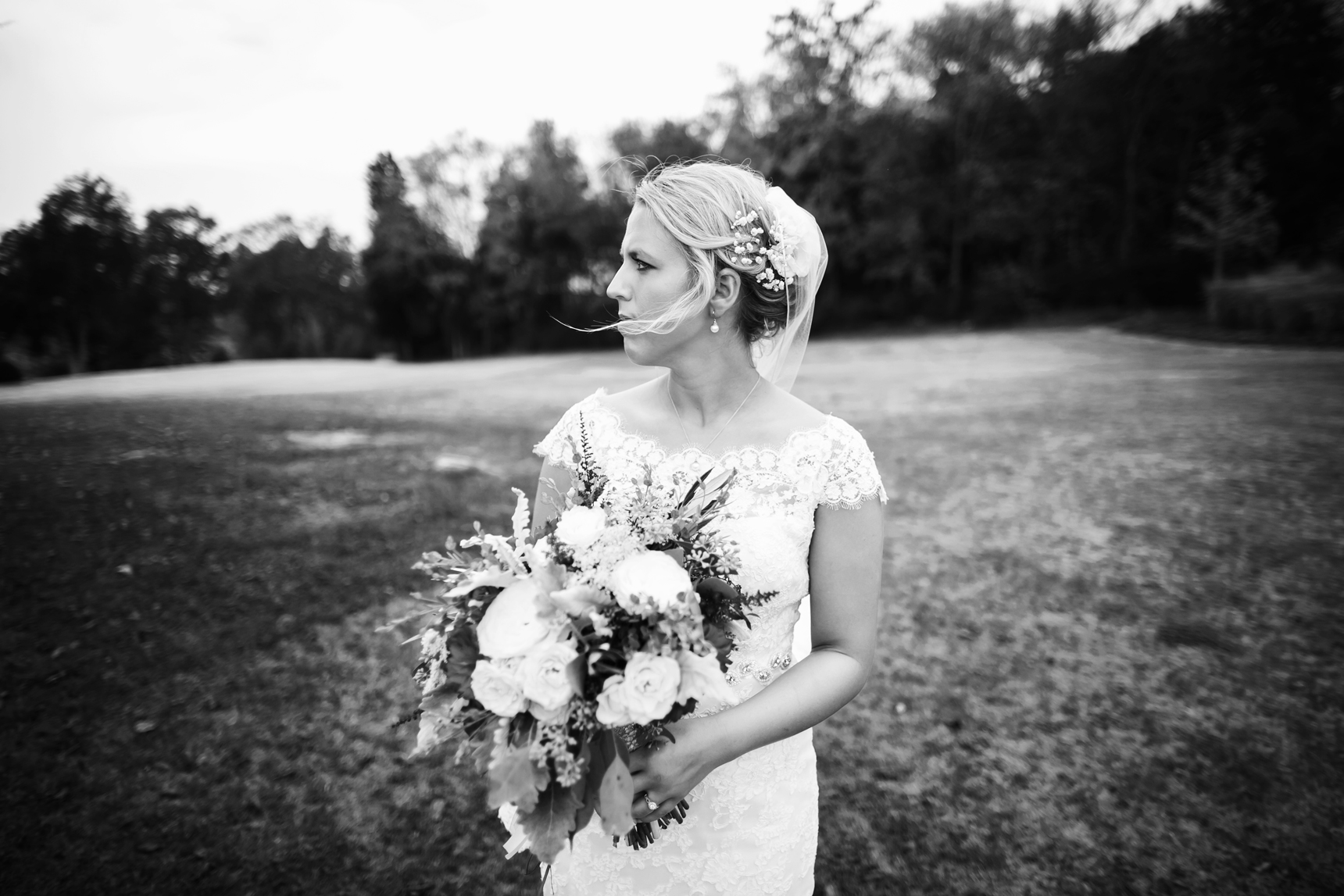 Bride in black and white