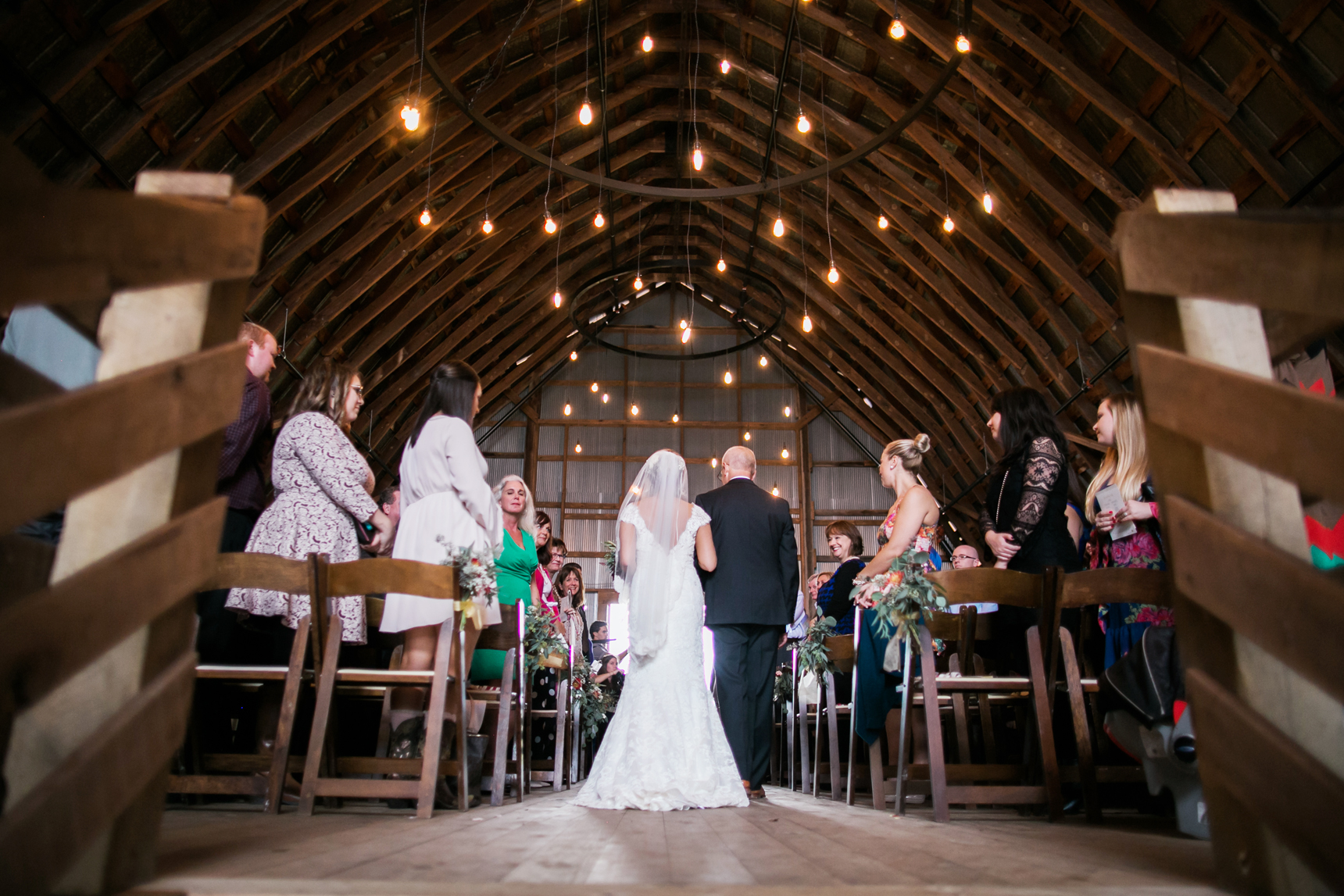 Wedding ceremony in barn